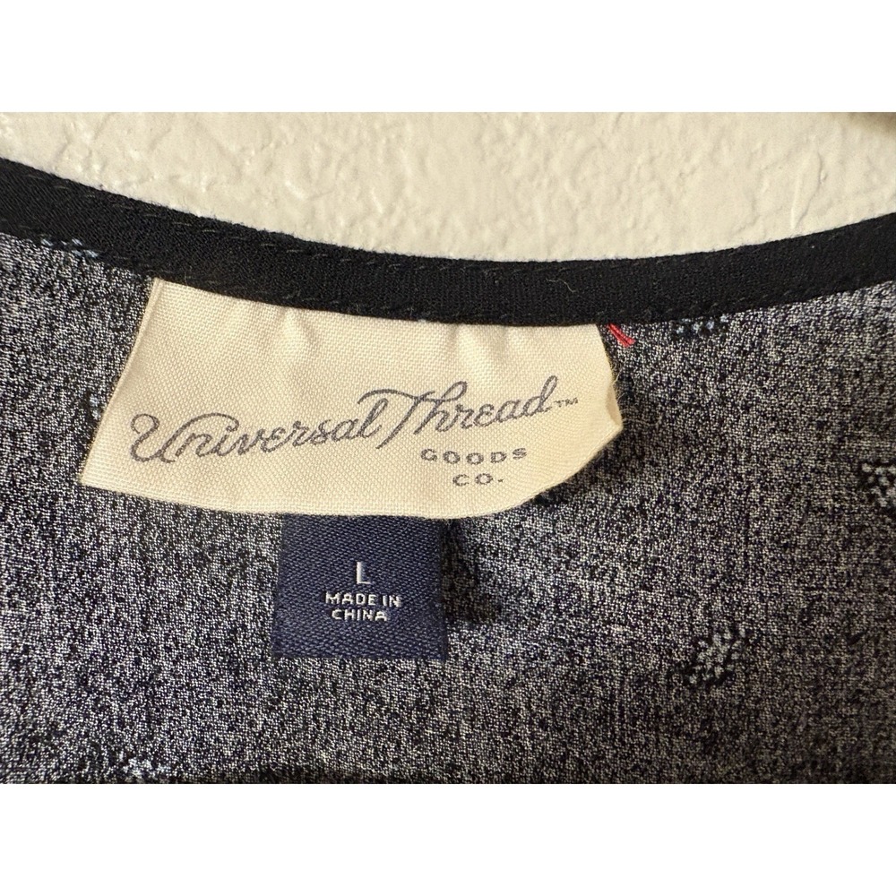 Universal Thread Wrap Dress Black with Blue Diamond Pattern Size Lrg - Picture 6 of 13